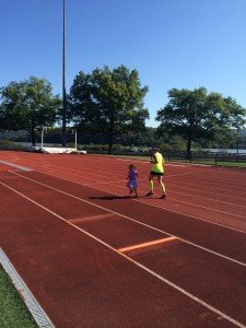 Cora and Mom on the Track